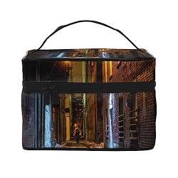 PEIXEN dark alley Make-up-Tasche, Kosmetiktasche, tragbare Kulturtasche, Aufbewahrung, Organizer, Reise-Make-up-Tasche für Frauen, Schwarz, Einheitsgröße, Schwarz , Einheitsgröße von PEIXEN