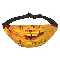 Pink Flamingo Sunset Fanny Pack Unisex Wasserabweisende Hüfttasche Pack Leichte Gürteltasche für Reisen Sport Wandern, Schwarz, Einheitsgröße, Schwarz , Einheitsgröße von PEIXEN