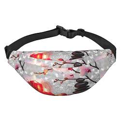 Pink Orchid Stone Red Candles Fanny Pack Lightweight Waist Bag for Women Men, Belt Bag Travel Sling Bag for Hiking Running Cycling, Schwarz , Einheitsgröße, Lässiger Tagesrucksack von PEIXEN