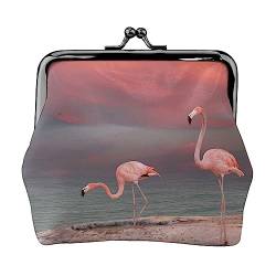 Rosa Flamingo Geldbörse Kuss Schloss Kleingeld Geldbörse Leder Kleingeld Pouch Kleine Frauen Geldbörse Tasche für Geschenke, Schwarz , Einheitsgröße, Münzbeutel von PEIXEN