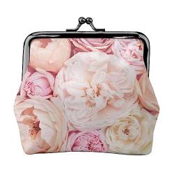 Rosa Rose Floral Geldbörse Kiss Lock Change Geldbörse Leder Kleingeld Pouch Kleine Frauen Geldbörse Tasche für Geschenke, Schwarz , Einheitsgröße, Münzbeutel von PEIXEN