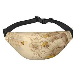 Rural Honey Bees Wildflowers Fanny Pack Unisex Wasserabweisende Hüfttasche Pack Leichte Gürteltasche für Reisen Sport Wandern, Schwarz, Einheitsgröße, Schwarz , Einheitsgröße von PEIXEN