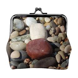 Sea Pebble Rocks Stones Coin Purse Kiss Lock Change Purse Leather Change Pouch Small Women Wallet Bag for Gifts, Schwarz , Einheitsgröße, Münzbeutel von PEIXEN