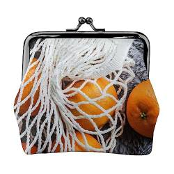 Verstreute Orange Früchte Münze Geldbörse Kiss Lock Ändern Geldbörse Leder Ändern Pouch Kleine Frauen Brieftasche Tasche für Geschenke, Schwarz , Einheitsgröße, Münzbeutel von PEIXEN