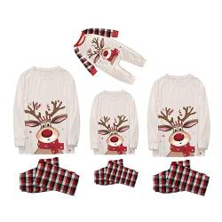 PEKLOKIW Weihnachtspyjama Familie,Familien Pyjama Lang Matching Schlafanzug Damen Kurz Rot Familie Weihnachten Pyjamas (Damen, S) von PEKLOKIW