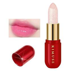 Farbwechselnder Lippenstift - Glitter Balm PH Farbwechselnder Lippenstift | Clear Crystal Jelly Flower getönter Lippenbalsam für trockene Lippen, Lippen-Make-up, Reisen, Geschenk, Alltag Pekmar von PEKMAR