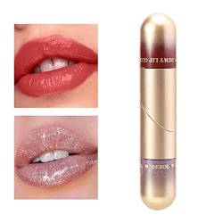 Flüssiger Lippenstift | 2-in-1 langanhaltender flüssiger Glanz-Lippenstift - Wasserdichter Antihaft-Becher, nicht verblassender flüssiger Lipgloss für Mädchen Pekmar von PEKMAR