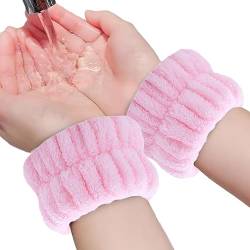 Handgelenk-Spa-Waschband | 2 Stück Coral Fleece Spa-Armbänder saugfähig - Elastische Spa-Armbänder, Haargummis für Frauen, flauschige Handgelenkhandtücher zum Waschen des Gesichts, für Übungen, Pekmar von PEKMAR