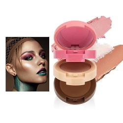 Make-up-Paletten für Frauen - Highlight Blush Bronzer Puder - Rouge-Puder-Konturpalette 3-in-1, Gesichtspalette, Highlighter, Make-up-Puder, wasserfest für Frauen Pekmar von PEKMAR