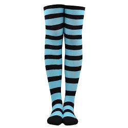 Oberschenkelhohe Socken | Lange gestreifte Socken - Atmungsaktive, gestreifte, knielange japanische Overknee-Socken für Weihnachten, Halloween, Party, Kostümzubehör Pekmar von PEKMAR