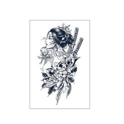 2 PCS Geisha-Kräuter-Tattoo-Aufkleber Wasserdichte Männer-Saft-Samurai-Aufkleber Temporäre Tattoos Mit Blumenarm Im Japanischen Stil von PEKNUX