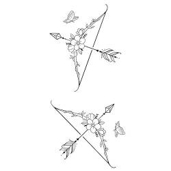 5 Stück Pfeil und Bogen Blume wasserdicht langlebig Bein und Arm Kräutersaft temporäre Tattoo Aufkleber für Männer und Frauen sind nicht reflektierend und können nicht abgewaschen werden von PEKNUX