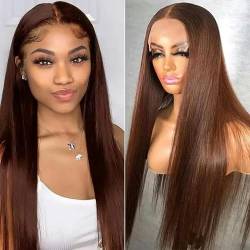 Lace-Front-Perücke Für Afrikanische Damen, Langes Glattes Haar, Natürliches Perückenset von PEKNUX