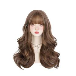 Perücke Für Frauen Mit Langen Haaren, Großen Gewellten Haaren, Realistische Air-Bangs-Perücke, Vollständiger Kopfbedeckungsstil von PEKNUX