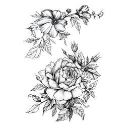 Skizzieren Sie Blumen-Tattoo-Aufkleber, Blumen-Arm-Tattoo-Aufkleber, Handbemalte Schwarz-Weiße, Wasserfeste Und Umweltfreundliche Blumen-Arm-Tattoo-Aufkleber von PEKNUX