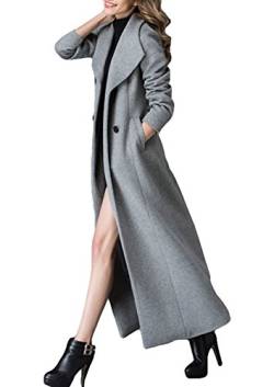 PENER Damen Charmant Warm Wollmantel Trenchjacke Winter Lange Overcoat Outwear, grau, 34 von PENER