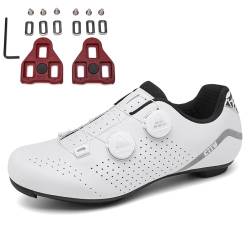 PENXZT Fahrradschuhe Rennradschuhe für Herren, Kompatibe Look SPD SPD-SL Delta Lock Pedal Rennrad Schuhe Radsportschuhe,Weiß,40 EU von PENXZT