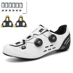 PENXZT Fahrradschuhe für Herren Damen, Rennrad Schuhe Kompatibel mit Peloton Look SPD SPD-SL Delta Cleats, Reitschuhe Drinnen/Draussen Rennradschuhe,White a,47 EU von PENXZT