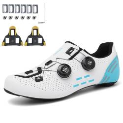 PENXZT Fahrradschuhe für Herren Damen, Rennrad Schuhe Kompatibel mit Peloton Look SPD SPD-SL Delta Cleats, Reitschuhe Drinnen/Draussen Rennradschuhe,White c,45 EU von PENXZT