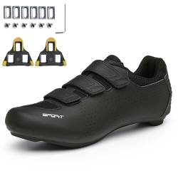 PENXZT Fahrradschuhe für Herren Damen Rennrad Radschuhe Kompatibe Look SPD SPD-SL Delta Lock Pedal Radsportschuhe,Schwarz,44 EU von PENXZT