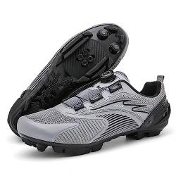 PENXZT MTB Schuhe Herren Radschuhe Mountainbike Fahrradschuhe Kompatibilität Look SPD SPD-SL Delta Lock Pedal atmungsaktiv Cycling Shoes,Grau,39 EU von PENXZT