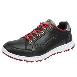 PENXZT wasserdichte Leder-Golfschuhe Für Herren Leichter, Bequemer Golfschuh Ohne Spikes Für Breite Passform, Atmungsaktiv, Große Größe,Schwarz,47 EU von PENXZT