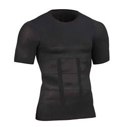 Herren Body Shapewear Belly Compression T-Shirt Abnehmen Top Wear Muscle Tank Taillen Trainer Unterhemden Bauch Kontrolle Black XL von PEONNYT