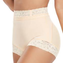 PEONNYT Damen Shapewear mit hoher Taille, Bauchkontrolle, Slimming Unterwäsche, bequem, Bauchformer, atmungsaktiv, Po-Lifter, beige, 42 von PEONNYT