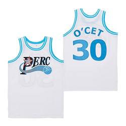 PERC30 Herren #30 Perc O'Cet Movie Basketball Trikot Genäht S-XXXL, Weiss/opulenter Garten, Klein von PERC30