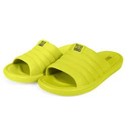 PERLETTI Pantoletten Slippers für Damen - Mädchen Hausschuhe Sommer Haus Strand - Frauen Schlappen Laufkomfort Bequem Leicht mit Riemen - Flache Schlapfen Wasserdicht (39 EU, Fluoreszierendes Gelb) von PERLETTI