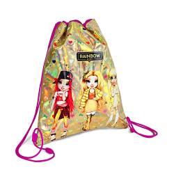 Rainbow High Turnbeutel für Mädchen - Gold Schuhbeutel Sportbeutel mit Regenbogen Puppen für Kindergarten Schule - Sportsack Schuhtaschen Undurchlässig Reisen Schuhe Spielzeug - 39x31 cm - Perletti von PERLETTI