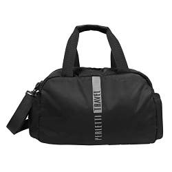 PERLETTI Sporttasche Grün Rot Schwarz Herren Damen - Reisetasche Weich Leicht Wasserdicht Ryanair 40x20x25 cm - Weekender Kabine Koffer Bag 20 Liter - Reiserucksack Umhängetasche Lufthansa (Schwarz) von PERLETTI