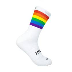 LGTBI LAUFSOCKEN für Männer und Frauen. Anti-Blasen und Anti-Geruch, Kompression, gepolstert, nahtlos, lustige Originalfarben. (as3, numeric, numeric_43, numeric_45, regular, regular, Weiß) von PERRO LOCO CLOTHES