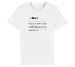 Definition Lehrer - Herren T-Shirt Gr. XL, weiß, 100% Bio-Baumwolle, strapazierfähig, Rundhals, gerade geschnitten, Geschenkidee, Lehrer, Schule von PERSEN