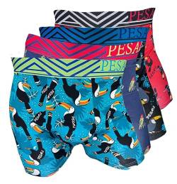 PESAIL Bird Boxershorts im 4er Pack, Größe X-Large (XL), Farbe je 1x schwarz, türkis, dunkelblau, rot von PESAIL