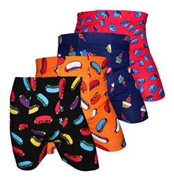 PESAIL Boxershorts Cartoon Lets eat 4er Pack, Größe Medium (M), Farbe je 1x rot, dunkelblau, orange, schwarz von PESAIL