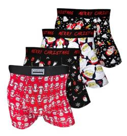 PESAIL Special Edition Boxershorts Collection Xmas Weihnachtsgruss, 4er Pack, Größe Medium (M), Farbe je 1x Nicholas, Reindeer, Santa, Winter von PESAIL