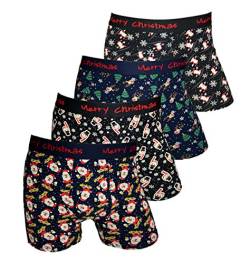 PESAIL Special Edition Boxershorts Xmas Weihnachtsgruss Collection aus Baumwolle, Größe XX-Large (2XL), Farbe je 1x Ice, Tree, Snow, Santa von PESAIL