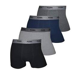 PESAIL blickdichte formschöne Boxershorts im 4er Pack, Größe Medium (M), Farbe je 1x dunkelblau, hellgrau, schwarz, dunkelgrau von PESAIL