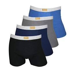 PESAIL blickdichte formschöne Boxershorts im 4er Pack, Größe X-Large (XL), Farbe je 1x dunkelblau, blau, grau, schwarz von PESAIL