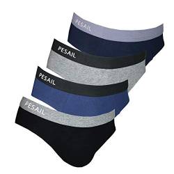 PESAIL blickdichte formschöne Slips im 4er Pack, Größe X-Large (XL), Farbe je 1x schwarz, dunkelblau-grau, blau-schwarz, grau von PESAIL