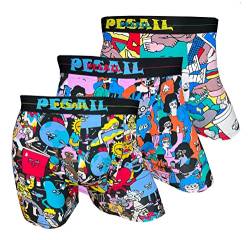 PESAIL lustig Gemustert Boxershort im 3er Pack, Größe Medium (M), Farbe 3er Set Farbmix A von PESAIL