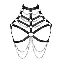 PETMHS Damen Body Harness Dessous Riemchen Brustkäfig Harness BH aushöhlen Körper Punk Gothic Charm Tops Gürtel Rave Kleidung (Schwarz157) von PETMHS