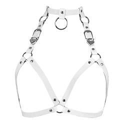 PETMHS Damen Punk Angel Wings Body Chest Harness BHs Taillengürtel Hosenträger für Rave Festival Halloween Rollenspiel Kostüm Body Harness Leder Gürtel Mädchen (Weiß) von PETMHS