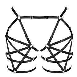 PETMHS Damen Punk Harness Strumpfhalter Gürtel Bein Taille Elastisch Körper Käfig Riemchen Aushöhlen Oberschenkel Strümpfe Strapse Dessous (Black 16) von PETMHS