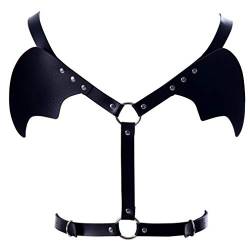 PETMHS Frauen Punk Gothic Angel Wings Leder Schulter Körper Body Chest Harness Taille Gürtel Rave Festival Halloween-Kostüm (Schwarz) von PETMHS