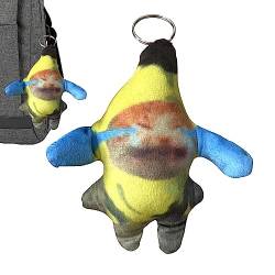 PETUFUN Bananen-Katze-Schlüsselanhänger - Schlüsselanhänger mit weinenden Geräuschen der Bananenkatze | Banana Meow Doll Schlüsselanhänger, süßer Charm-Schlüsselanhänger, Anti-Verlust von PETUFUN