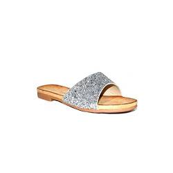 PEZZANO - Casual Gitter A078 Flache Sandalen Silber Damen Glänzend Mode Sommer 2018, silber, 40 EU von PEZZANO