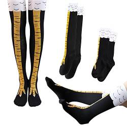 PFLYPF 2-Paare Hühnerfüße Socken, lustige Strümpfe, Cartoon Winter warme Socken, lustige Geschenk Kleidung Zubehör (schwarz und gelb) von PFLYPF