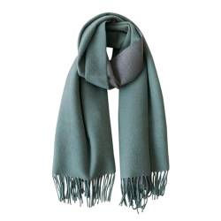 PFLife Schal für Damen, Kaschmir-Wolle, 203 x 50 cm, Quasten, Winter, dick, übergroße Schals, Wraps, grün, One size von PFLife